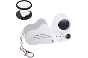 Jiusion Portable Éclairé LED Éclairé Bijoux Loupe 30X 60X Portable À Lentille Double Lentille Loupe pour Les Yeux Loupe Micro Microscope avec Porte-clés et Longe