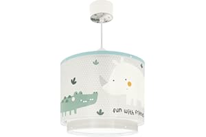 Dalber Lustre Chambre Lampe Suspension Enfand Rhino & Croco Rhinocéros et Crocodile, Blanc