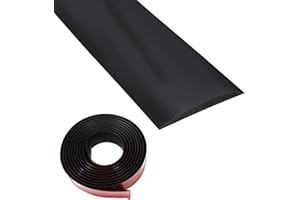 FUNNYTEK Profilo di transizione binario di transizione in vinile autoadesivo, striscia per pavimento strisce di copertura per pavimenti strisce di copertura per pavimenti con venature del legno (nero, 4cm*3m)