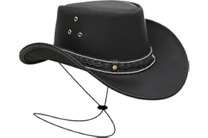 BRANDSLOCK Leather Cowboy Hat for Men Women Lightweight Handcrafted Shapeable Wide Brim Durable Western Cowgirl Outback Hat