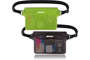 WONSAR 2 Pezzi borsa impermeabile mare accessori, Custodia Impermeabile, marsupio impermeabile con Cinturino Regolabile per Spiaggia Nuoto, Canottaggio, Pesca, Escursioni, Vela