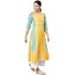 Vaamsi Women's Poly Crepe straight Kurta (VPK1583Par_ Yellow_ Large)