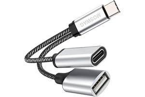 MOSWAG Wtyczka USB C na gniazdo USB adapter z ładowaniem, rozdzielacz USB C OTG 2.0, kompatybilny z Chromecast z Google TV/Samsung S22 S21 S20 S20 + Ultra/Google Pixel 5 4 4 XL 3 3 XL