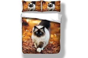 Stillshine Ropa de Cama para niños 90 cm 3D Animal Gato Perro Funda nórdica + Funda de Almohada Poliéster-Algodón Chico Chica Juegos de Fundas para edredón Tener Cierre de Cremallera