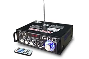 600W Amplificatore, HiFi Audio Stereo BT Radio Portatile per Auto o Casa, con Telecomando ed Mini Display 2CH LCD, 12 V / 220