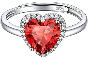 ChicSilver Anello Argento 925 Regolabile Donna Pietra Portafortuna 12 Mesi Forma Cuore, Confezione Regalo