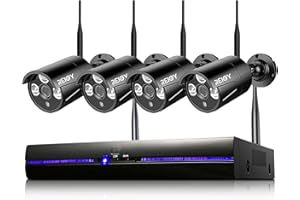 REIGY 3MP Kit Camera Surveillance WiFi Exterieure Enregistrement Audio, Système Videosurveillance IP, 5MP NVR + 4X 1296P Camera Intérieux/Extérieur, Vision Nocturne IP66 Imperméable sans HDD