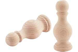 BENECREAT 2Pcs Unfinished Wood Finials 120x47mm Craft Finials Dowel Rod Finials Decorative Finials for Bed Post Vintage Curtain Rod Home Decor Hole：3mm