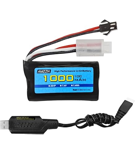 2 Batterie Li-ion 3,7V 1600mAh Con Spina SM-2P E Cavo USB Per Auto RC 9962 8837 E Robot