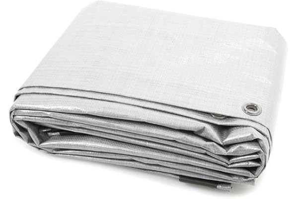 jarolift Bâche De Couverture De Piscine, Bâche Tissée en Polyéthylène 90 g/m², Imperméable À l'eau Résistant À La Moisissure Indéchirable, 4 x 8 m, Blanc