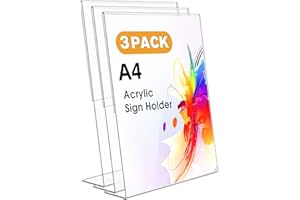 Ourui A4 L-Aufsteller/Ständer, 3 Stück Acryl Tischaufsteller für Cafés, Restaurants, Ausstellungen, Büros, Werbeaktionen
