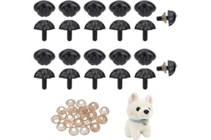 GOMAKERER 30 Set Bastelnasen mit Abstandshalter, 21mm Schwarze Hunde-Sicherheitsnasen Puppen-Teddybär-Nasen Puppenherstellungszubehör Falsche Welpennase Für Die Herstellung von Kuscheltieren