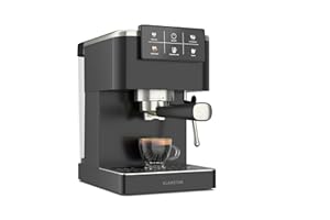 Klarstein SteelPresso Touch Machine à Café Grain – 20 Bars, 1350W, Écran Tactile, Mousseur de Lait, Réservoir 1.5L, Acier Inoxydable, Machine à Expresso