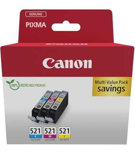 Canon Pixma Ts3350 Cartuchos De Tinta Compatibles Canon PGI-520/CLI-521 - Pack XL 5 Unidades, Para Pixma IP/MP/MX Series Multipack Canon