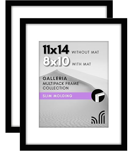 Cornice Per Diploma ELSKER&HOME 8.5x11 Con Tappetino - Classica Nero Opaco In WPC (2 Pezzi) - Per Certificati E Foto 11x14 Senza Tappetino - 2