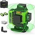 Huepar 4x360 Laser Level Self-Leveling 16 Lines 4D Green Laser Cross Line Tiling Floor Laser Tool-2 x 360 Horizontal & 2 x 360 Vertical Laser Lines with Two Li-ion Batteries and Hard Carry Case-LS04CG