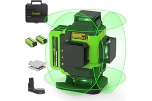 Niveau Laser Huepar 4x360 Auto-nivelant Lazer Vert 16 Lignes 4D Niveau Laser, 2x360 Lignes Lazer Horizontales et 2x360 Lignes Lazer verticales avec Mode Impulsion, 2 batteries Li-ion+Étui de Transport