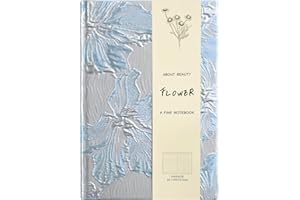 ipoul Hardcover Journal, Flower Notebook, A5, 6x8, Lined Pages, Lay-flat, Beautiful Journal for Women, Personal Notebook, Pretty, Cute, Lily Flower, Blue