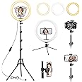 TDOO 12 inch Ring Light with Floor Tripod and Desk Stand (Ring light Kit Totally 74" Tall), LED Circle Light with Phone Holder, for Photo Selfie, Video Recording, Zoom Meeting