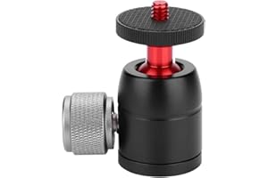 GOSHYDA Mini Testa a Sfera Girevole a 360 ° in Lega di Alluminio 1/4 "e 3/8" con Attacco a Vite Universale per Fotocamere/treppiedi/cavalletti Leggeri/Flash, carico 3 kg