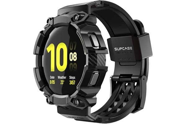 SUPCASE Unicorn Beetle Pro-serien, robust skyddsfodral med armband för Galaxy Watch 4/5/6 [44 mm], svart (svart), termoplastisk polyuretan (polykarbonat)