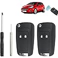 2 Pcs 2 Buttons Car Key Case Replacement Fob Compatible with Chevrolet Aveo Matiz Cruze Captiva Spark Orlando Trax Opel Vauxhall Astra Insignia Vectra Zafira Meriva Mokka Corsa Adam Karl (with Blade)