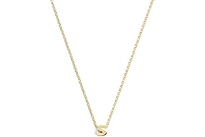 SINGULARU - Collar Personalizado Single Letter. Colgante en Plata de Ley 925 con Acabado Baño de Oro de 18 Kt. Cadena de Talla Unica. Joyas para Mujer. Letra A-Z