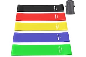 【5 Pezzi】YLK Elastici Fitness, Set di Fasce Bande Elastiche Fitness con 5 Diversi Livelli di Resistenza, Elastici Palestra per Crossfit, Yoga, Pilates con Borse Portaoggetti