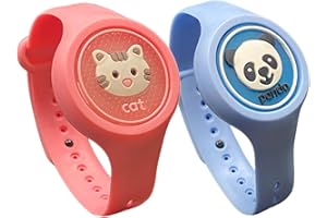 SO GOODS braccialetto antizanzare bambini (confezione da 2), antizanzare bambini con animali, 2 diversi animali, naturale, realizzato con citronella (Gatto & Panda)