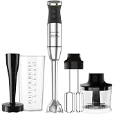 Taurus Bapi 1500 Luxe XL Fullset Hand Blender 1500W with Masher | XL rod 24.5 cm, double whisk, 350 ml chopper and 900 ml mea
