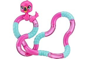 Tangle 8502 Fidget Toy Junior Pets Serie mit Tierfigur Flamingo, Antistress Finger Spielzeug, fördert Feinmotorik, beliebig dreh- und kombinierbar, Motorikspielzeug für Kinder ab 3 Jahre, Rosa / Blau