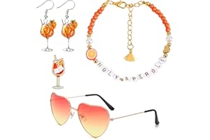 Scinzene Aperol Geschenk Set für Frauen – 4teiliges Accessoirespaket mit Armband, Ohrringen, Dekoabzeichen und Brille – Stylische Geschenke für Apero Deko, Sommer Geburtstag Party