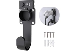 Sikai EV Charger Cable Holder Wall Mount With Combination Lock, EV Charging Cable Organiser for Wallbox Charging Station Wall Connector Holder, Compatible with Tesla (Black)