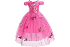 Lito Angels Disfraz de Princesa Cenicienta Bella Aurora con Mariposa para Niña, Vestido de Fiesta de Cumpleaños Halloween