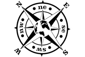 CREATIVASS Pegatinas Rosa de los Vientos Brújula Todoterreno 4x4 Trail Off Road Coche Furgoneta Camper Moto Auto caravana Adhesivo Vinilo De Corte Aventura Barco o Remolque (30x30 cm, Negro)