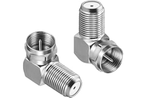 poeland 2pcs F Type Right Angle Coaxial Cable Connector, 90 degree F-Type RG6 Male to Female Adapter for Wall Mounted TVs, Wall Plates, Coax Cable (Sliver)