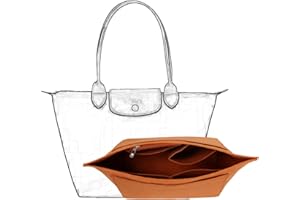 D.DUO Organizer per borsa, organizer multi-tasca in feltro, inserto pieghevole per organizer a portafoglio per Longchamp (Marrone, Small)