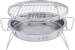 Boxwizard Griglia per Barbecue Rotonda Mini Griglia per Barbecue in Acciaio Inossidabile Fornello per Barbecue Rotondo Portatile Pieghevole per Patio da Campeggio All'aperto