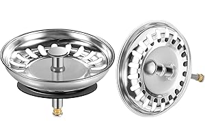 Lot de 2 Bouchon Evier Cuisine, 80mm Bonde Evier Cuisine Bouchon Évier en Inox, Antiblocage Bouchon Evier Broche Crépine d'Évier Vidange Rapide
