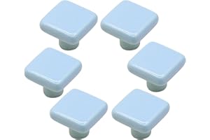Kacrilidi 6 Piezas Tiradores de Cerámica para Muebles, Pomos y Tiradores de Muebles, Tirador Cuadrada Ceramica de Azul, Perillas Gabinete con Tornillos, para Armarios, Cajones y Cómodas