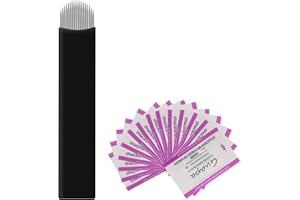 RASMET 50 piezas Tebori Desechable Microblading18U nano 0.16mm Agujas de tatuaje de cejas agujas de acero hoja de Maquillaje Permanente (18U-0.16mm)