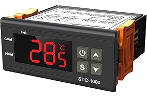 THERM LA MODE Regolatore di temperatura STC-1000, DC 12 V 10 A, termostato digitale multiuso, calibrazione della temperatura con sonda sensore NTC per fermentazione, riscaldamento e raffreddamento