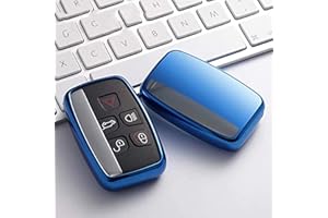 LINGXIYA Cover per chiave auto a 5 pulsanti compatibile con Land Rover Range Sport Evoque Aurora Jaguar XF XJ XJL XEL XFL F-pace, custodia protettiva in morbido TPU di alta qualità (blu)