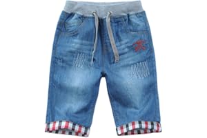 Happy Cherry Short en Denim Garçon Enfant avec Poches Bermuda en Jean avec Cordon Pantalons Jean Court Age Adapté 3-12 Ans