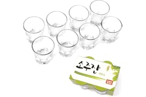 LOVE IS ART Lot de verres à shot de Soju coréen - Également pour whisky, tequila, liqueur - Passe au lave-vaisselle - 50 ml (8 pièces)
