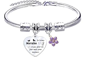 QTQTLP Cadeau Marraine Bracelet Marraine Cadeau D'anniversaire Marraine Cadeau pour le jour du Baptême Cadeau Souvenir Marraine Cadeau Noël Marraine