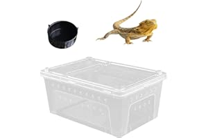 kathson Reptile Feeding Box Small Snake Breeding Container Transparent Portable Hatching Incubation Box Mini Pet House for Lizard Tarantula Spider Frog Scorpion (White)