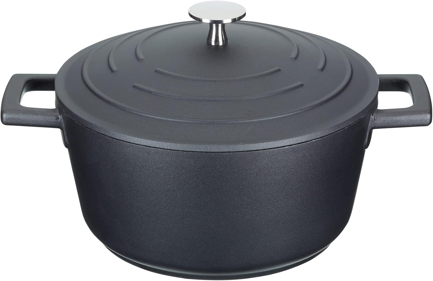 MasterClass Cazuela Pequeña con Tapa 2,5L/20 cm, Aluminio Fundido Ligero, Apta para Horno y Placa de Inducción, Negra