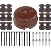 OASHISU Porcelain Bypass Box + 12 Insulators for Wiring, Brown | with 4 holes for inlet/outlet of textile braided cables, wit