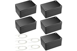 AGHOER Abzweigdose Wasserdicht IP66, 5 Stück Verteilerdose Außen, Schwarz Electronic Projekt Box, Elektrozubehör Gehäuse Kunststoff, 58 x 83 x 34 mm